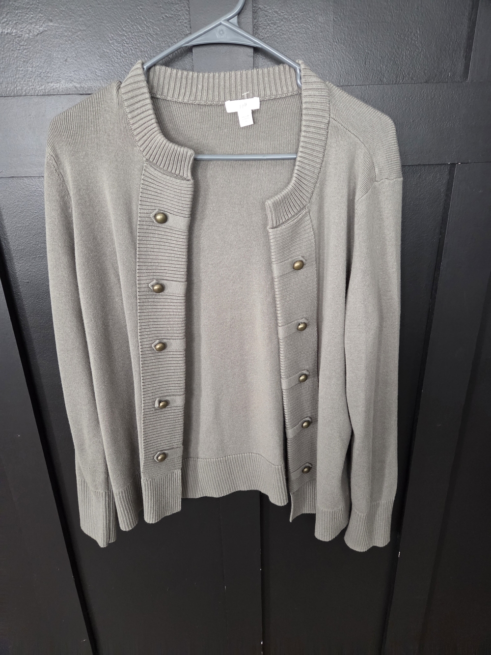 Elegant J jill Green Button-Front Ribbed Cardigan